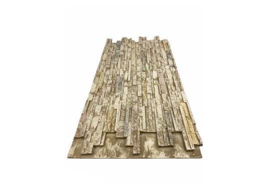 Cream Frost Faux Cliff Stone Wall Panels - Interlocking Fit