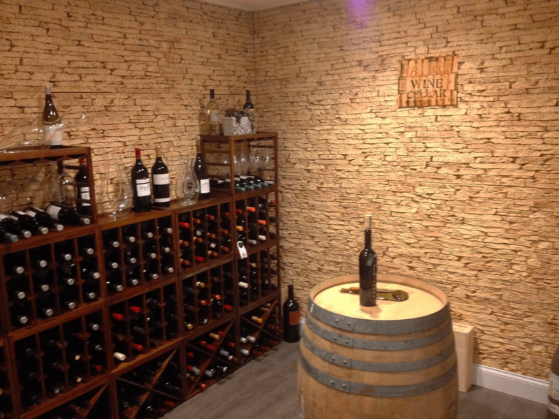 wine cellar faux stone